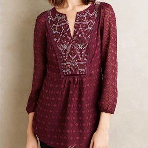 Anthropologie One September Embroidered Tunic, L large